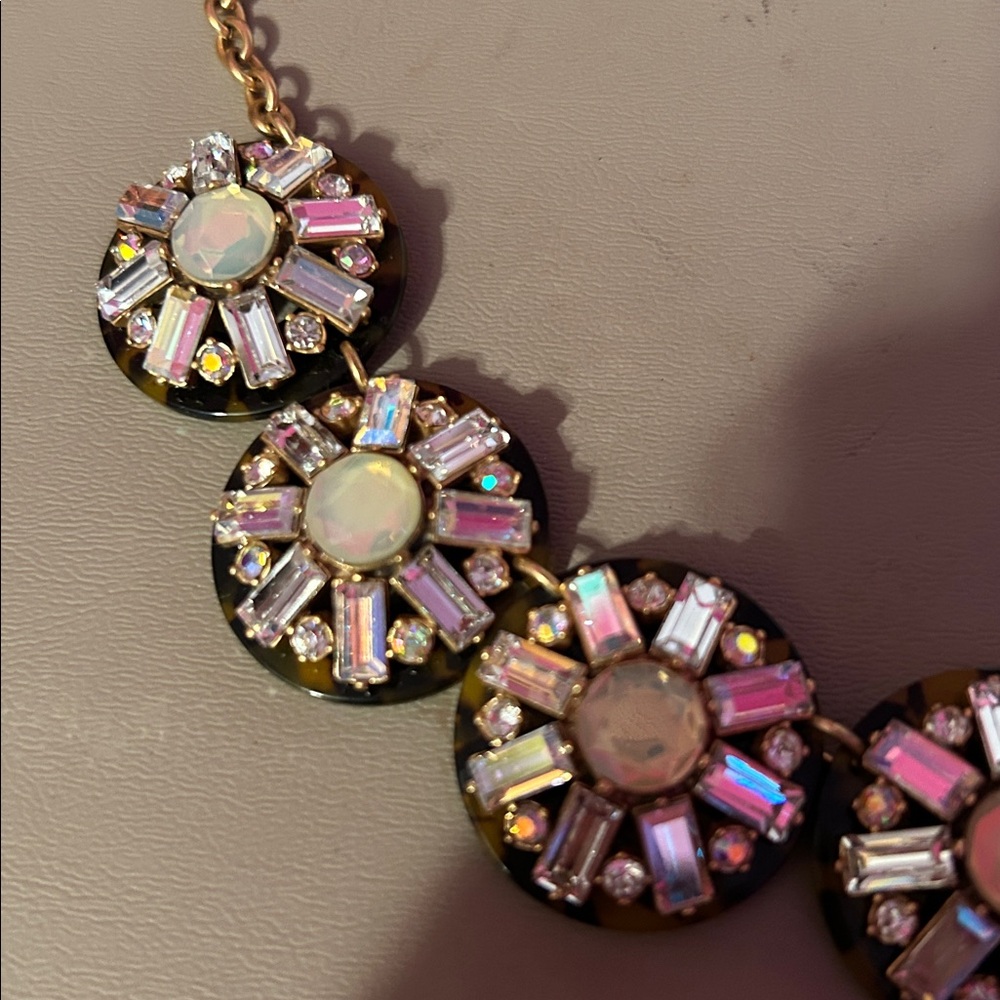 JCrew Iridescent Crystal Necklace on Tortoise Discs - Picture 3 of 6
